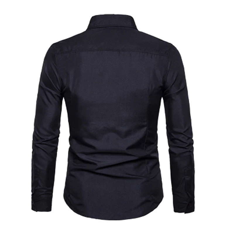 2018 Модные мужские рубашка с длинными рукавами Топы вышитые Повседневное Высокое