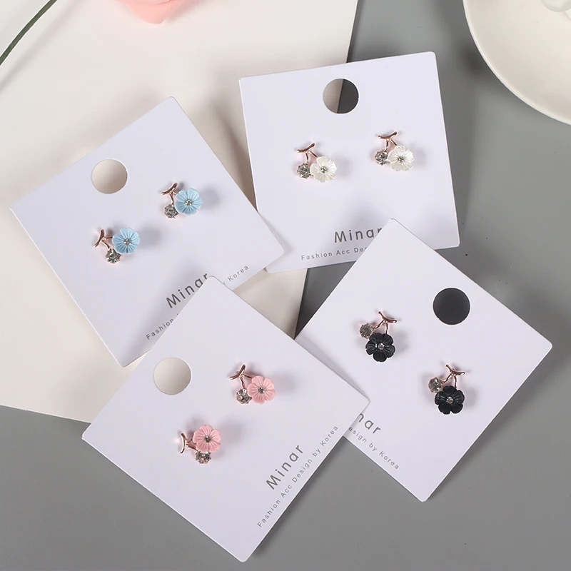 

Romantic Cherry Blossom Stud Earrings Spring Summer Flower Earrings Rhinestone Cute Earrings Statement Ear Jewelry Best Gift