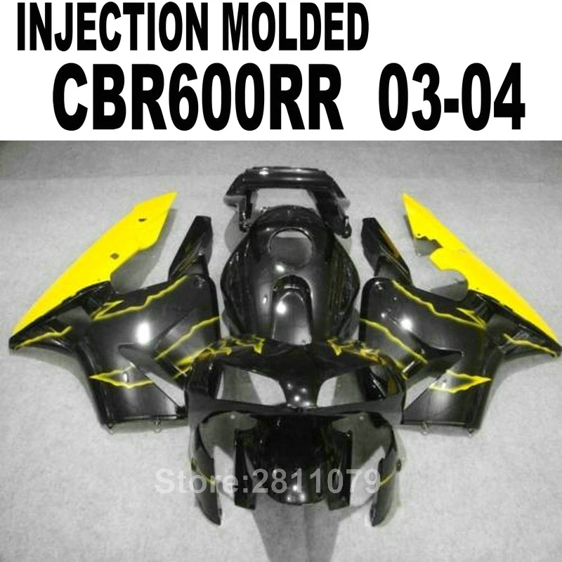 

Новый популярный комплект обтекателей для литья под давлением для Honda CBR600RR 03 04 желто-черные Обтекатели CBR600RR 2003 2004 AT50
