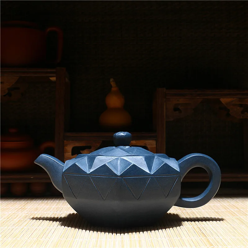 

240ml Yixing Genuine Handmade Sapphire Purple Clay teapot Creative Chinese Kung Fu Zisha Diamond Tea Pot Gift Box Free Shipping