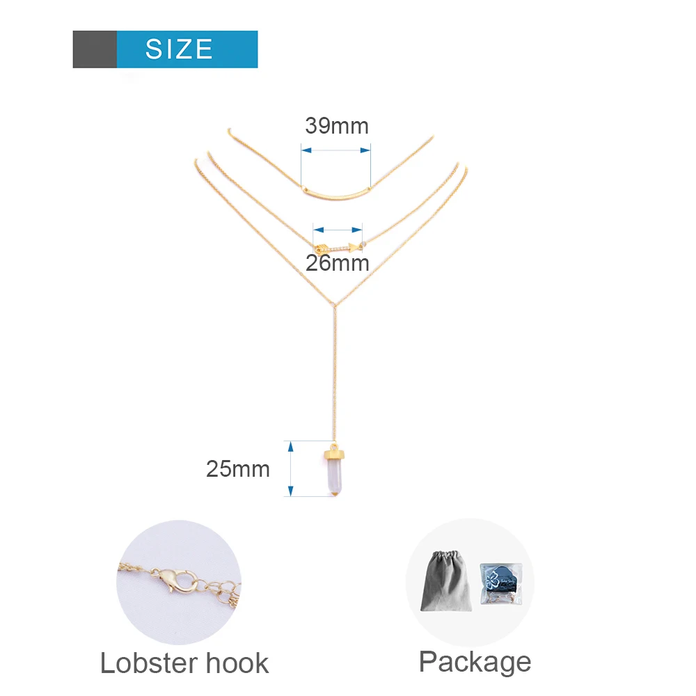 

Yunkingdom Crystal Geometric Fashion Women Necklaces & Pendants 3 Multi Layer Necklace