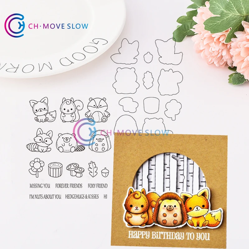CH WOODLAND PLUSHIES металлические режущие штампы и штампы DIY Скрапбукинг трафарет для открыток бумажное ремесло ручной работы