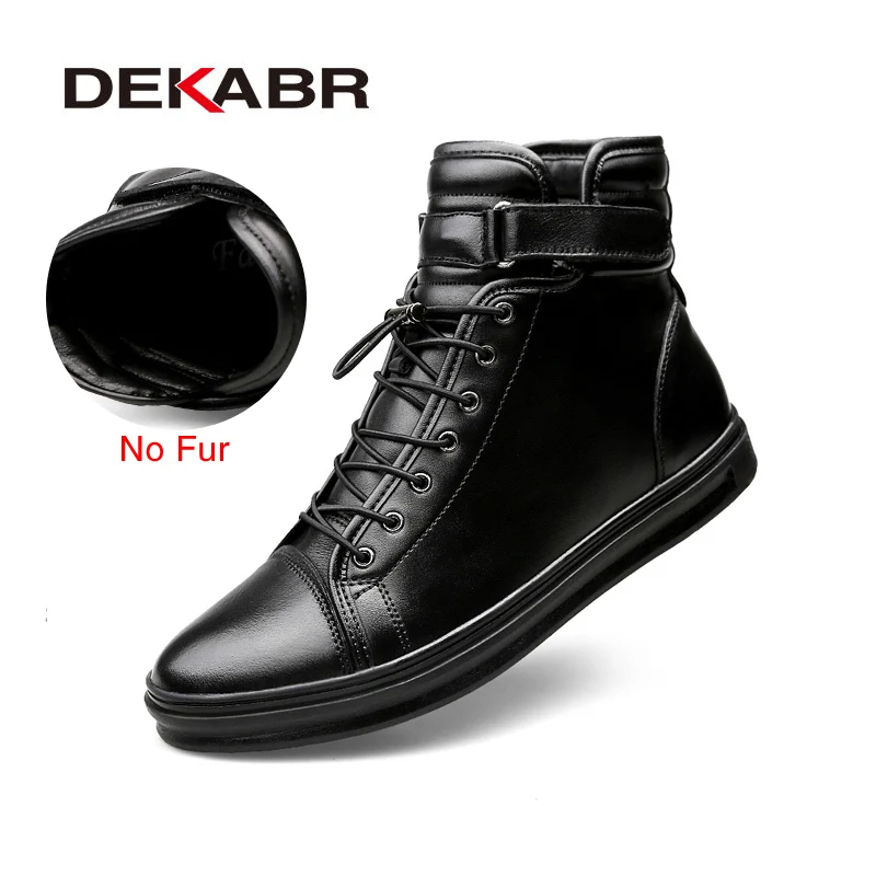 Black No Мужские теплые ботинки с высоким берцем DEKABR, черная повседневная брендовая модная классическая обувь с меховой подкладкой, размеры 38-48, осень-зима - Цвет: Black No