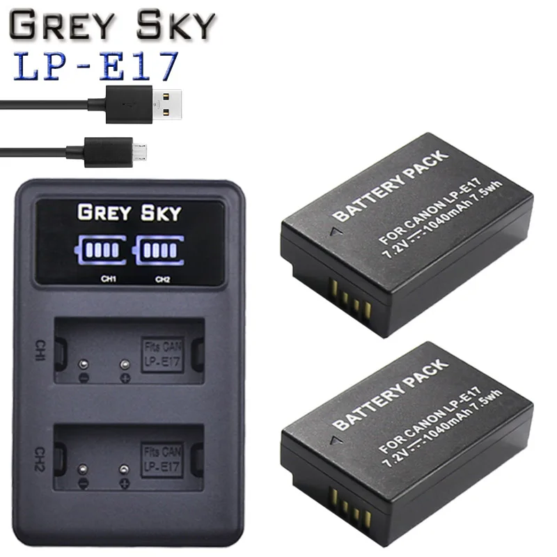 Charger and 2battery LPE17 LP E17 LP-E17 Батарея+ ЖК-дисплей USB Dual Зарядное устройство для цифровой однообъективной зеркальной камеры Canon EOS 200D M3 M6 750D 760D T6i T6s 800D 8000D поцелуй X8i камеры - Цвет: Charger and 2battery