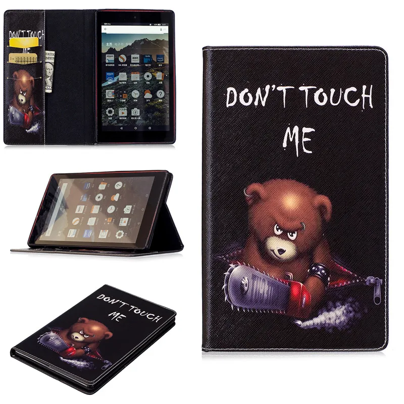 Чехол книжка с милым рисунком для Amazon Kindle Fire HD 8 2017 чехлы дюймов Автоматический