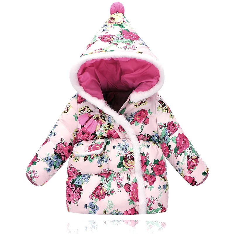 Детская теплая одежда для девочек цветы пуховая куртка| |