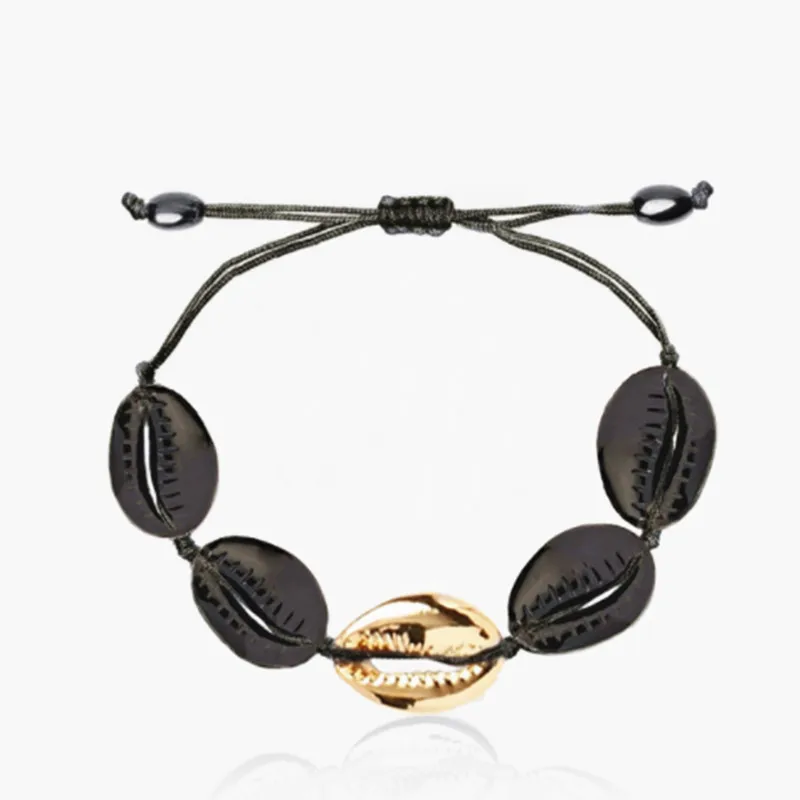 Черный металлический мужской браслет Concha из морской ракушки бижутерия женский