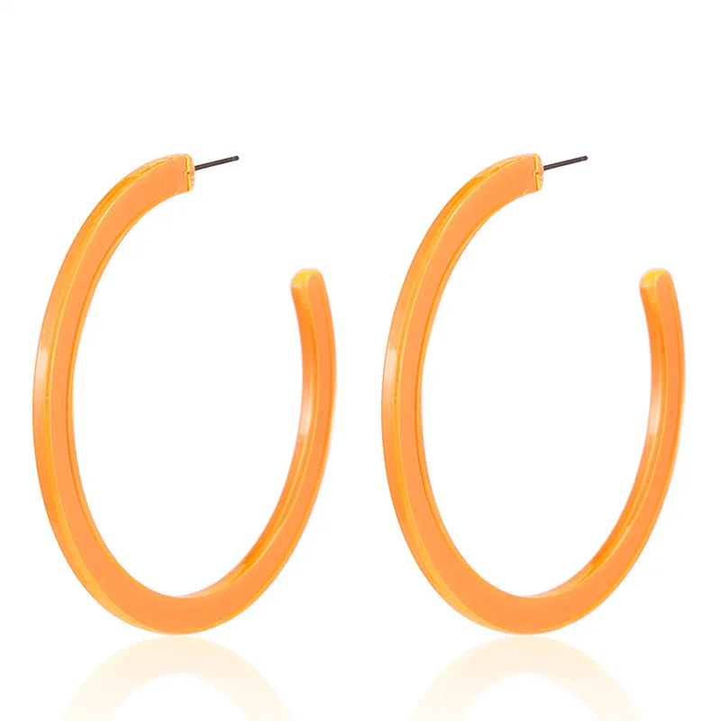 orange Неоновые цветные большие серьги-кольца, серьги, аксессуары, Модные преувеличенные серьги-кольца, ушные петли, Гладкий Круг для женщин, девичьи ювелирные изделия - Окраска металла: orange