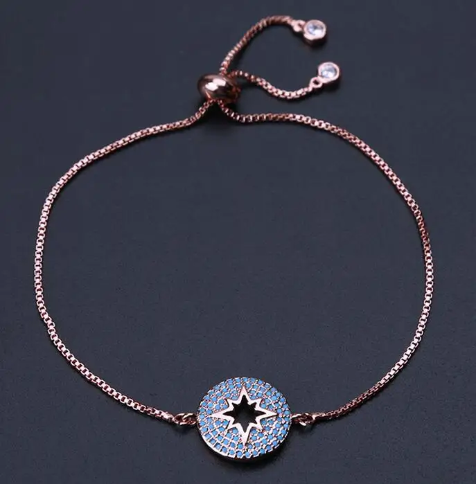 rose gold 1 шт., Модный сверкающий браслет-цепочка с фианитами в коробке, браслет с цирконием, ювелирные изделия, браслет на руку, браслет в подарок - Окраска металла: rose gold