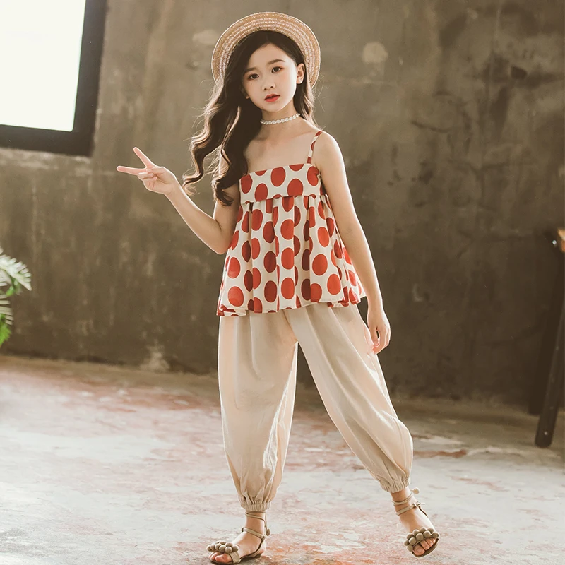 Комплект летней детской одежды 2019 рубашка в горошек + штаны 2 предмета спортивный