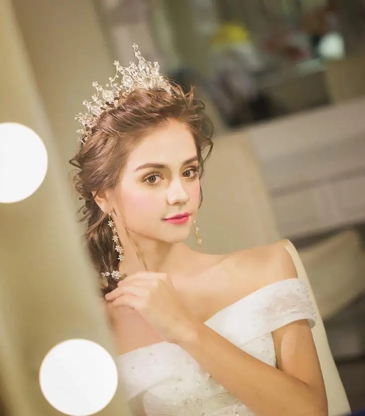 

Himstory Charming Wedding Bridal Tiara Crowns Handmade Princess Queen Pageant Prom Rhinestone Pearl Headband Hair Accessories