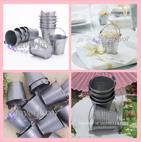 Бесплатная доставка 70 шт. серебряное мини-ведро принадлежности для свадебной
