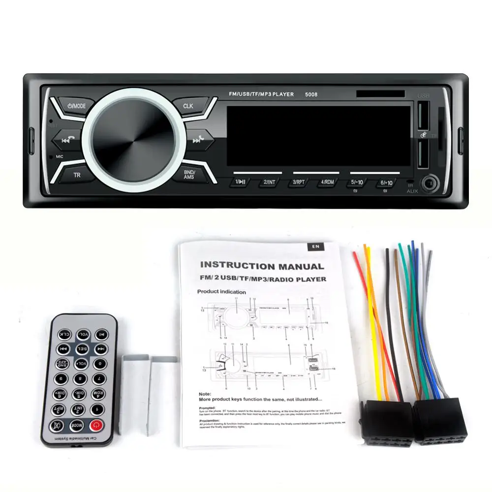 Автомагнитола 1 din автомобильное радио стерео bluetooth аудио mp3 рекордер usb sd aux вход