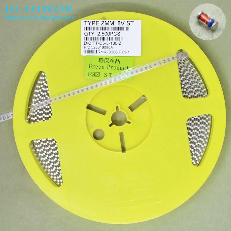 (200 шт./лот) ZMM18V 0,5 Вт SMD диоды стабилитра 0,5 Вт стабилитрон диоды 18 в 1/2 Вт 18 в кремниевый планер стабилитрон диоды 1206 LL34