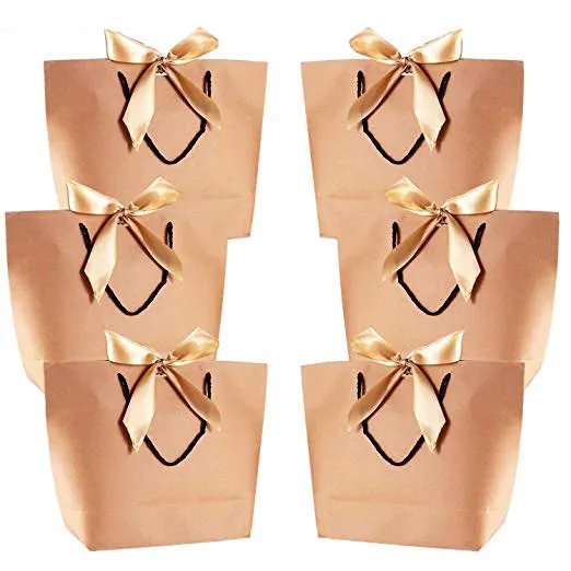 Kraft paper 10 шт Подарочная коробка Упаковка золотая ручка бумажные подарочные пакеты крафт-бумага Свадебные сувениры для гостей детский душ День рождения украшение - Цвет: Kraft paper
