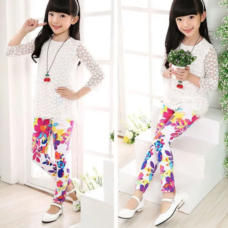 Весенне осенние леггинсы для девочек 10 цветов повседневные винтажные детские с