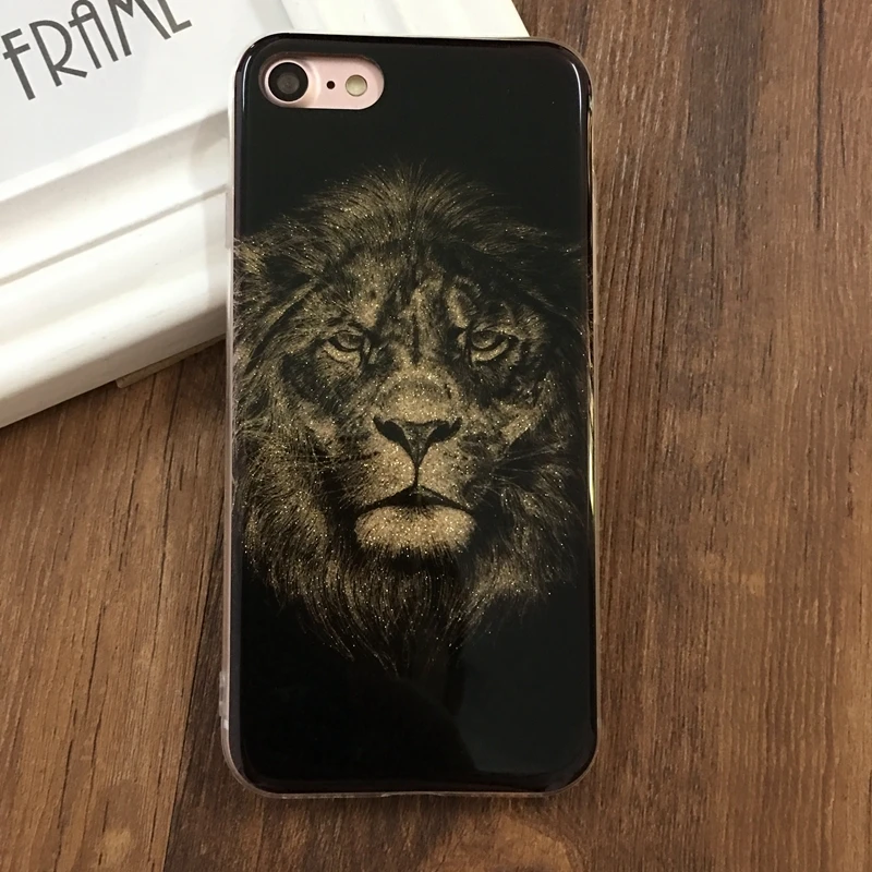 Kerzzil Bling блестящие Лев и Совы чехол для iPhone 7 6 S Plus телефон Жесткий животных задняя