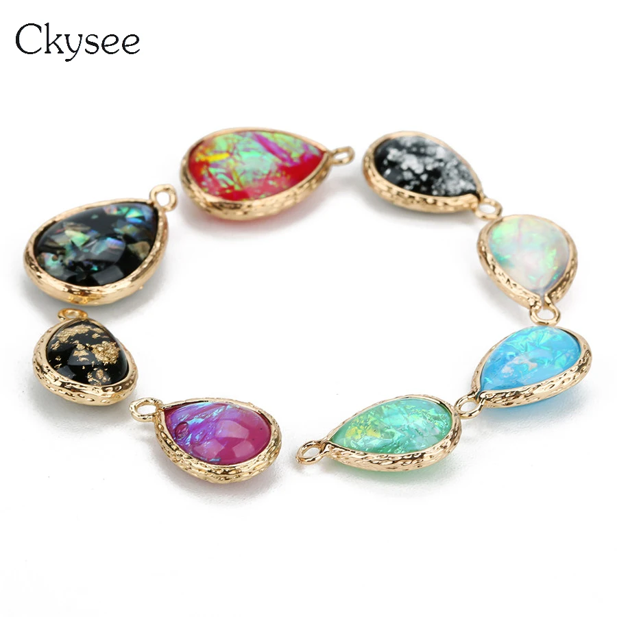Ckysee 5 шт многоцветные подвески в форме капли воды из смолы 12x1 9/14. 5x22 мм для