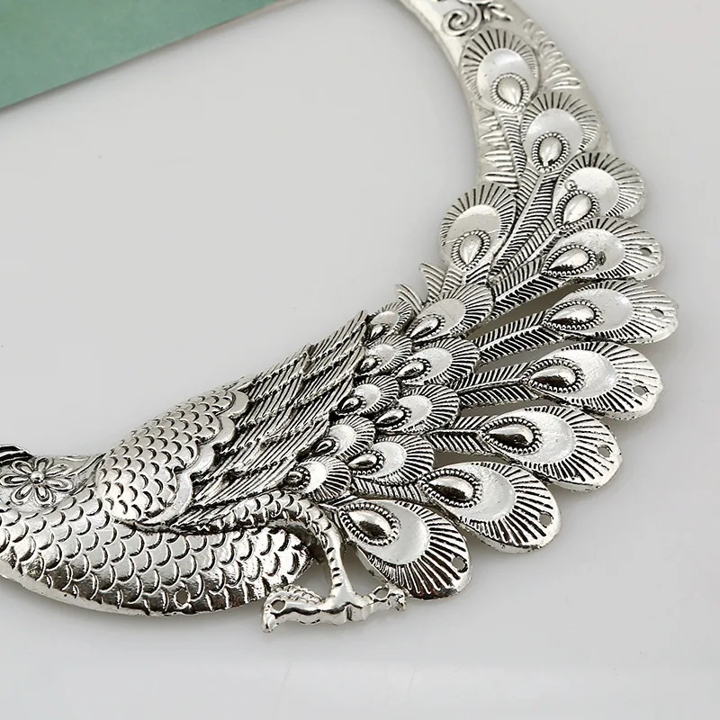 Этнический стиль резной Павлин колье ожерелье для женщин винтажный металлический чокер ожерелье Collares Collier Femme