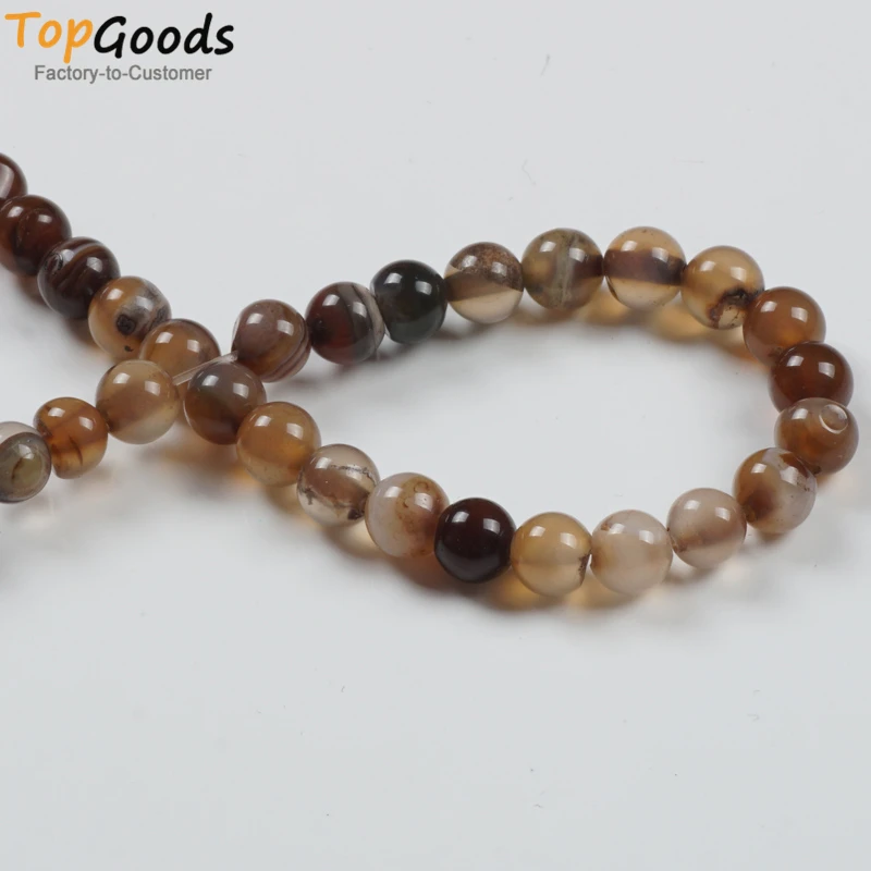 Новинка бусины TopGoods из натурального камня кофе-коричневого агата браслет