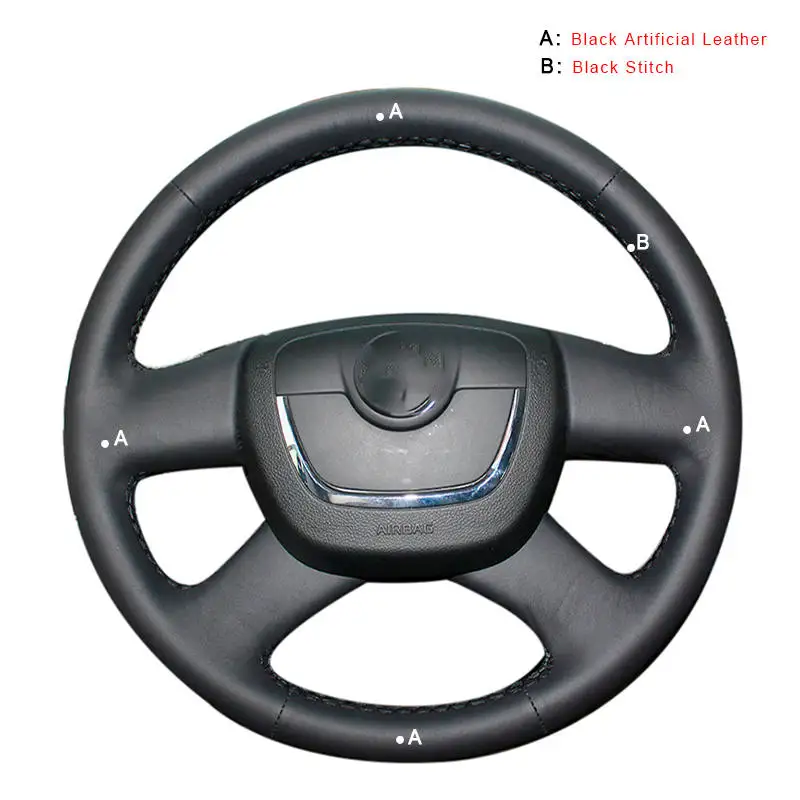 Artificial Leather Автомобильная Оплетка на руль для Skoda Octavia a5 Superb 2012 2013 Fabia 2010- интерьерные автомобильные чехлы на руль - Название цвета: Artificial Leather