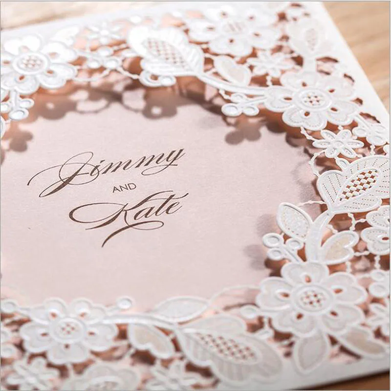 1 шт. образец Белый полые лазерная резка Флора Свадебные Пригласительных билетов