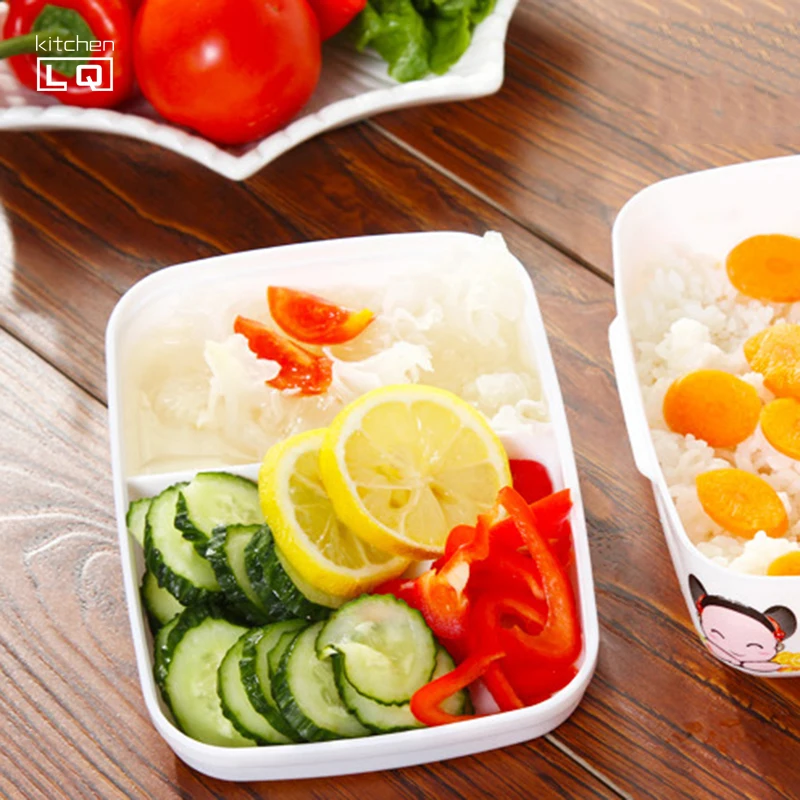 Прекрасные Цветочные Дети Посуда Набор Посуды Микроволновая Печь Бенту Lunch Box С Ложкой и Вилкой Двойные Слои