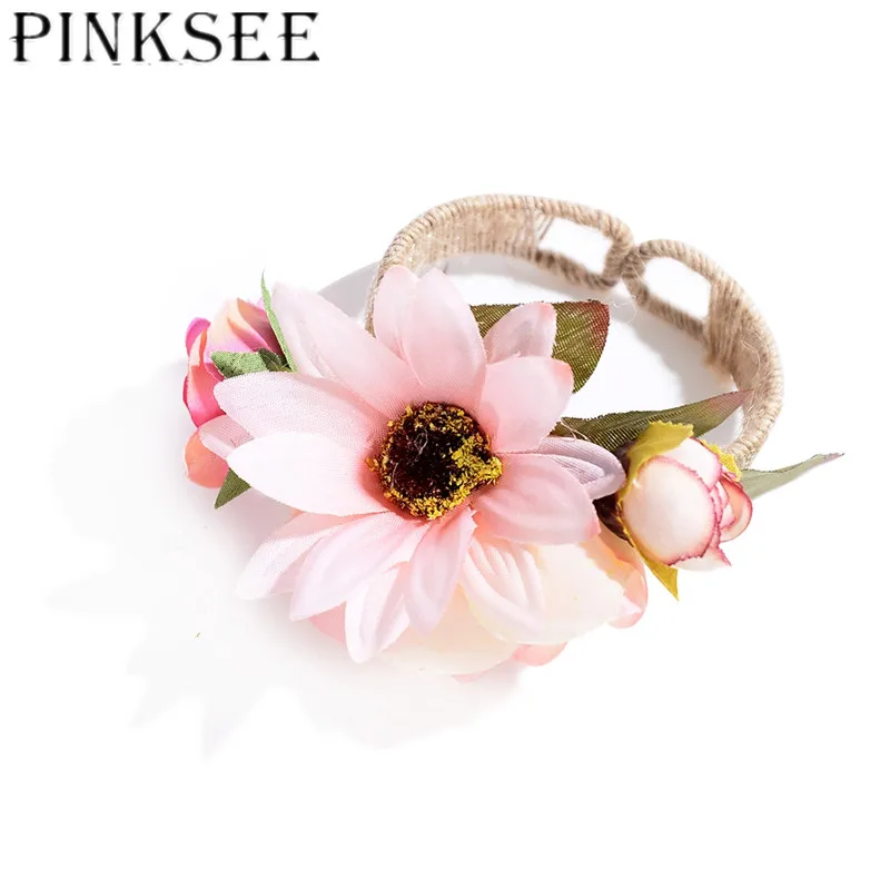 PINKSEE Романтический Милый тканевый браслет с цветами для женщин и девочек