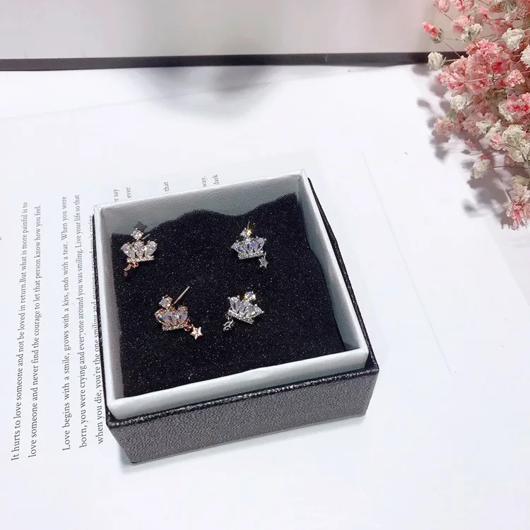 Crown star cz серьги серебро 925 Сообщение гипоаллергенный fadeless сплав ювелирные изделия