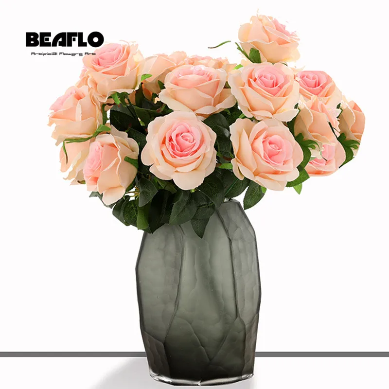 1 букет Искусственный цветок Роза 9 голов Сделай Сам Искусственные цветы из шелка