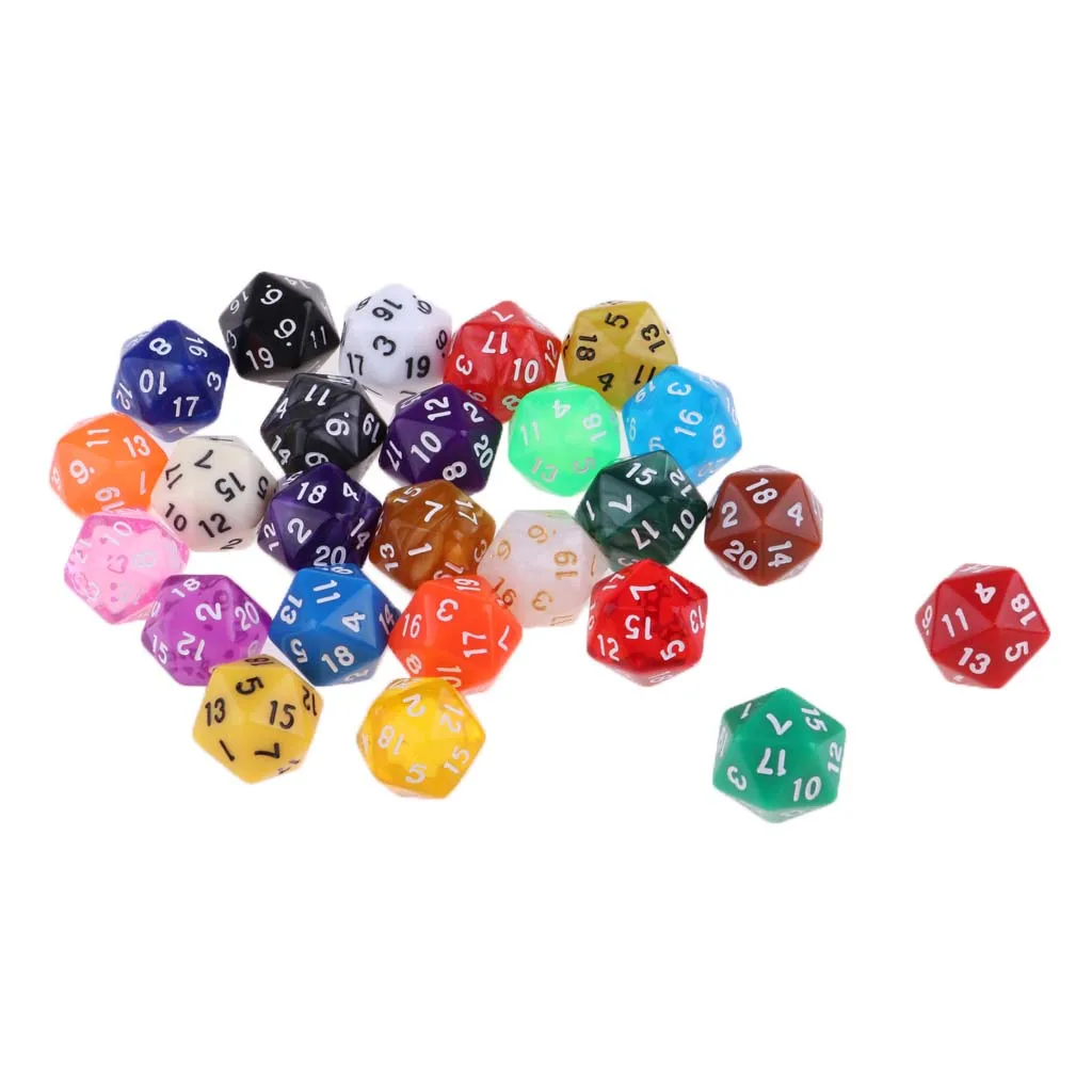 25 шт световые многогранные D20 кости для игры в трпг случайный цвет|Кубики| |