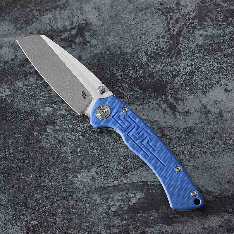 Blue CH genuine folding knife EDC G10 handle D2 steel washed ball bearing tumbling tactical pocket camping hunting tool free shipping - Color: Blue