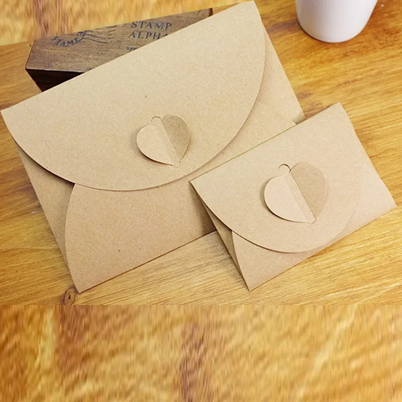 50 шт./лот ручная работа коричневый бумажный мешок мини конверт сердце крафт