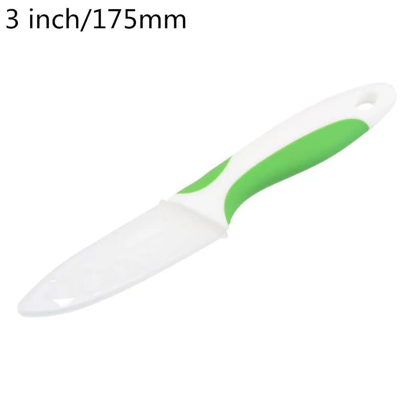 3 inch green Urijk 3/4/5 дюймов Керамика нож для очистки овощей Кухня ножи белый красочной ручкой Пособия по кулинарии инструмент Ланч Керамика Ножи кроя высокое качество - Цвет: 3 inch green