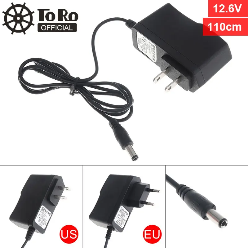 110cm 12.6V TORO EU Charger 110cm 12.6V Power Adapter Charger with EU Plug and US Plug for Lithium Electric Drill / Electric Screwdriver - Цвет: 110cm 12.6V