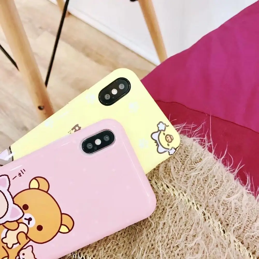 10pcs/lot Cartoon Relax Kuma Bear Phone Case For iPhone11 Pro IMD Soft TPU Cover XS MAX 6s/8 7plus Body Shell Protection |
