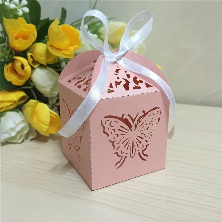 Розовая тема лазерная резка подарочные коробки для свадебного декора