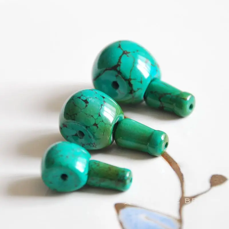 Оптом natual зеленая бирюза три бусины с отверстиями Тибет гуру свободные для