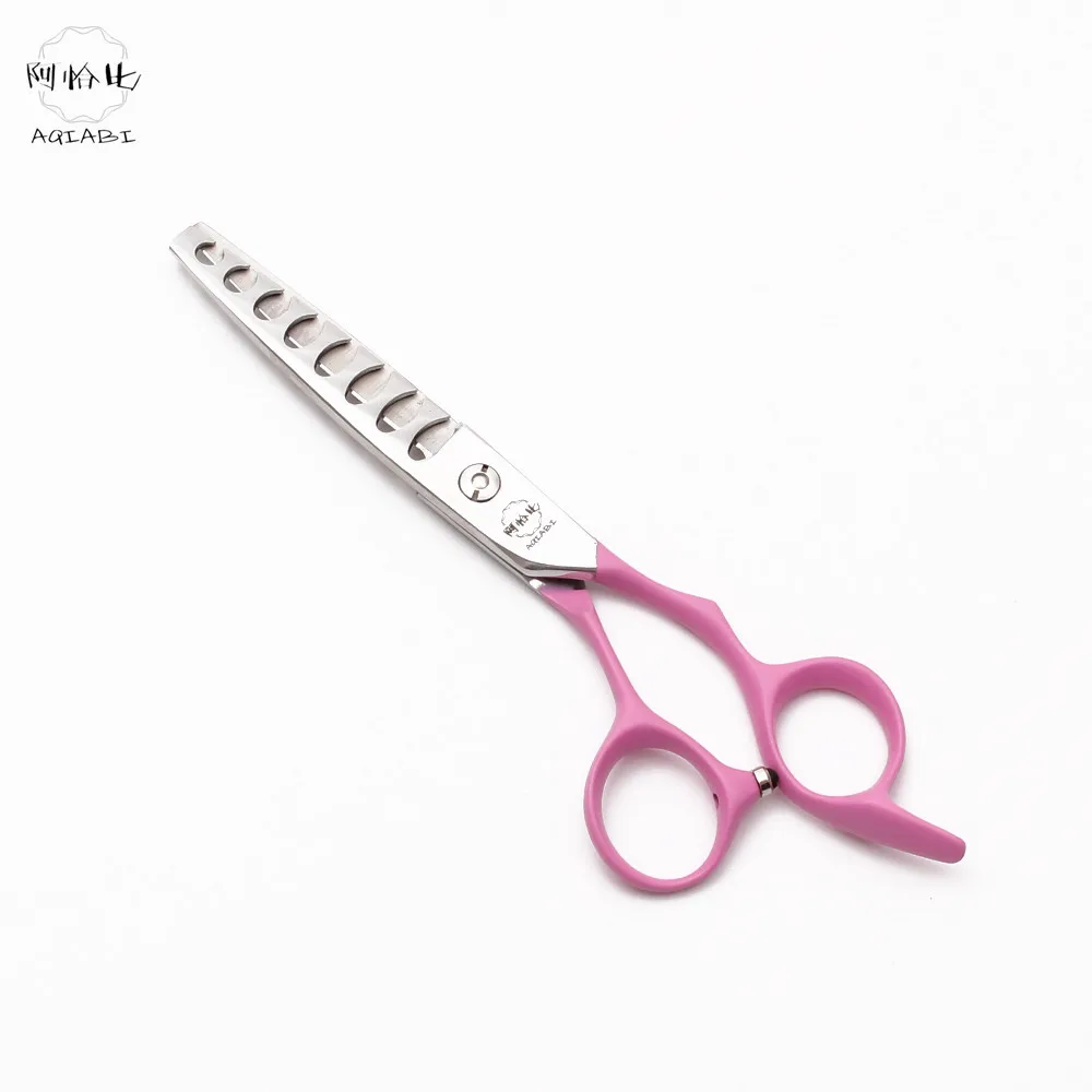 Розовые эластичные ножницы 6 &quot17 см JP 440C aqiабi для стрижки филировочные волос