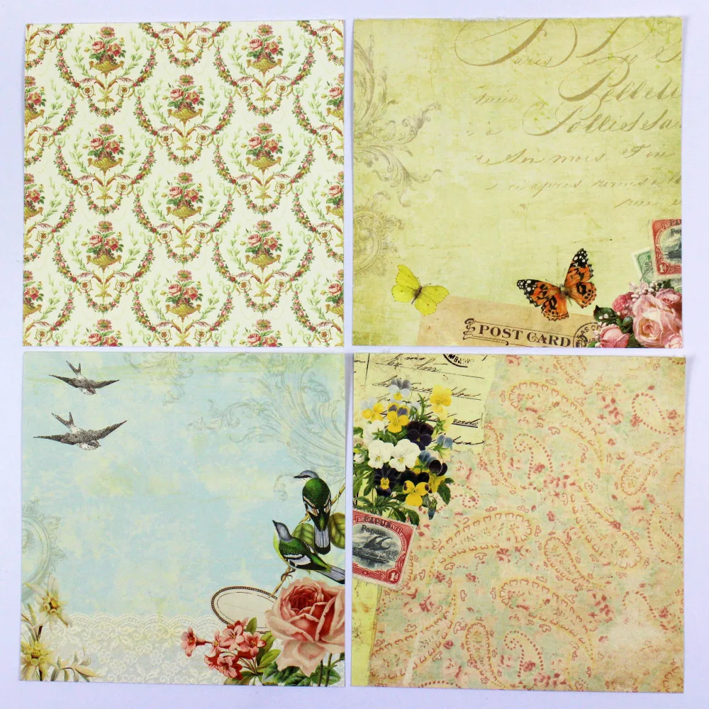 Энопоздравление 7 ''Милый Винтажный цветок птицы и бабочки узор 40 листов