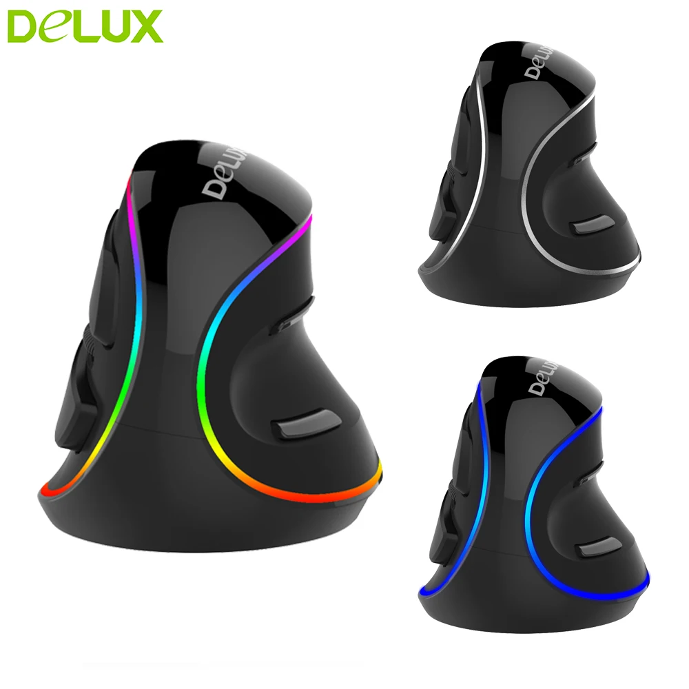 Беспроводная вертикальная игровая мышь Delux M618 Plus профессиональная эргономичная