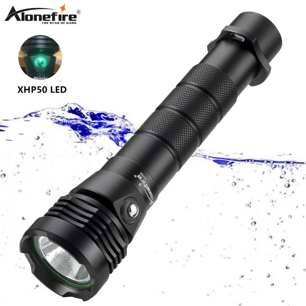 Barato AloneFire DV54 LED Buceo Linterna Antorcha Linterna Potente Xhp50 Bajo El Agua LED Impermeable Buceo Linterna
