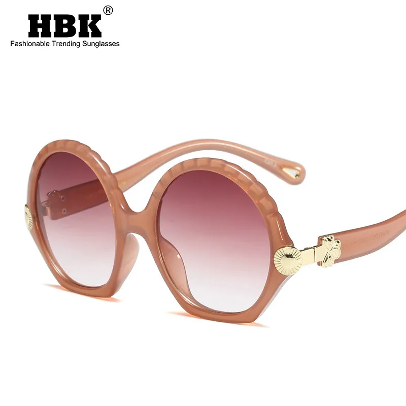 HBK 2019 Женские Элегантные большие круглые солнцезащитные очки женские