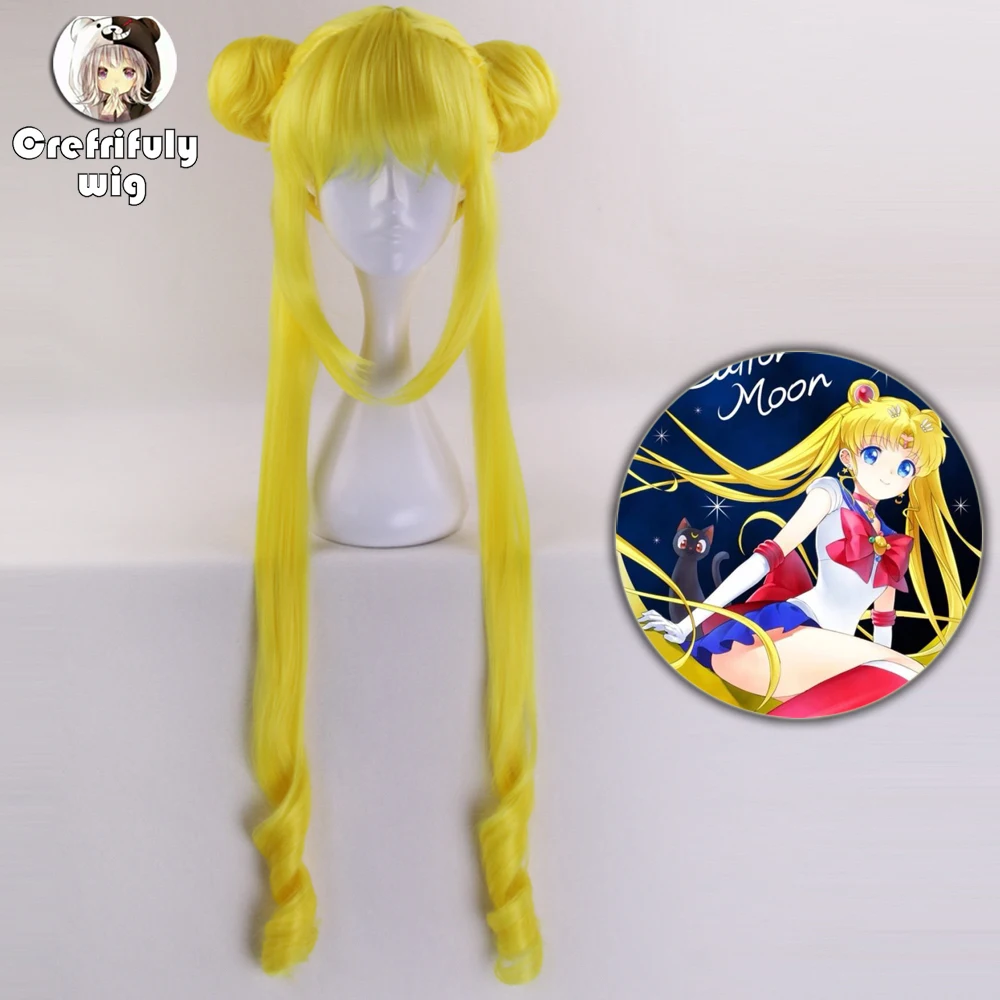 Парик для косплея Сейлор Мун Tsukino Usagi термостойкие синтетические волосы длиной 90