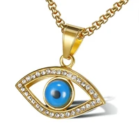 womens mens charm cubic zirconia eye pendant necklace blue turkish amulet jewelry