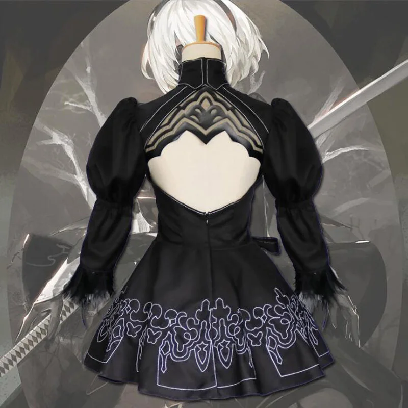 Женский костюм для косплея на Хэллоуин Nier Automata Yorha 2B сексуальное короткое платье