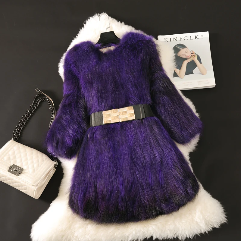 Модное теплое зимнее пальто из натурального меха енота верхняя одежда для женщин