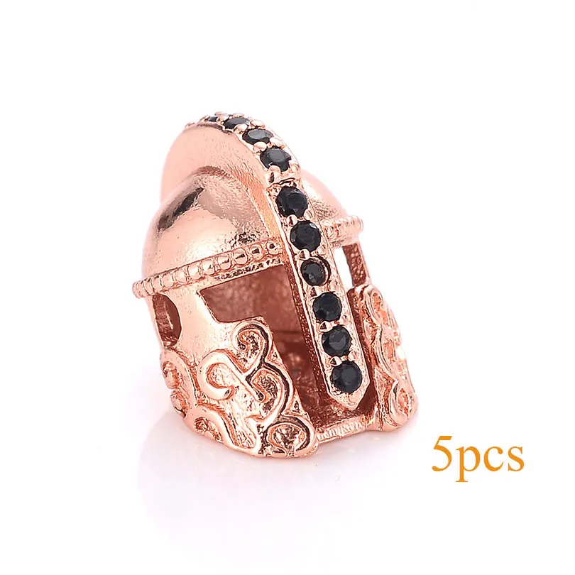 Rose gold-Helmet Neovivi, 5 шт./партия, медная Корона, бусины, Череп, леопард, распорка для шлема, CZ, микро проложенный кубический цирконий, разъем для изготовления ювелирных изделий - Цвет: Rose gold-Helmet