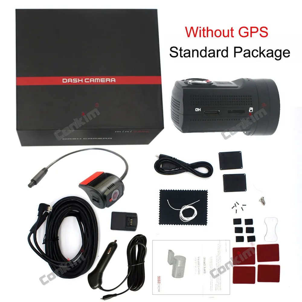 Standard without GPS Conkim DVR с 2 камерами Novatek 96663 Автомобильный видеорегистратор Mini0906 1080P Full HD камера заднего вида gps видеорегистратор Двойной объектив Регистратор - Название цвета: Standard without GPS