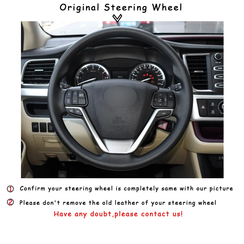 Черный кожаный чехол для Toyota Highlander 2015 2016 2017 Sienna 2017|car steering wheel cover|steering coverwheel cover |